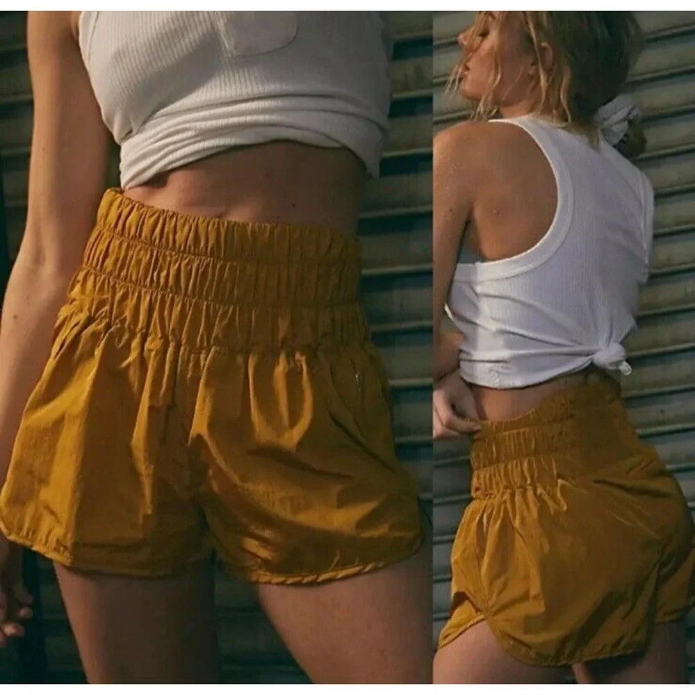 NWT Free People Movement The Way Home Shorts Honey Mallow Small Yellow